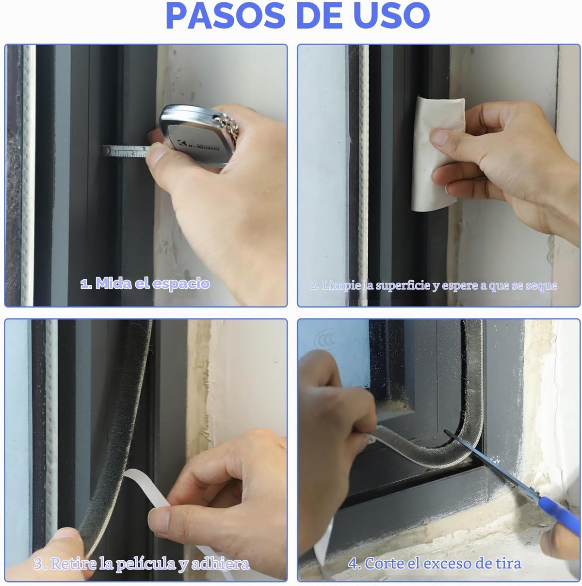 Cepillo autoadhesivo de 50 pies, burlete para puerta, 0.35 pulgadas...
