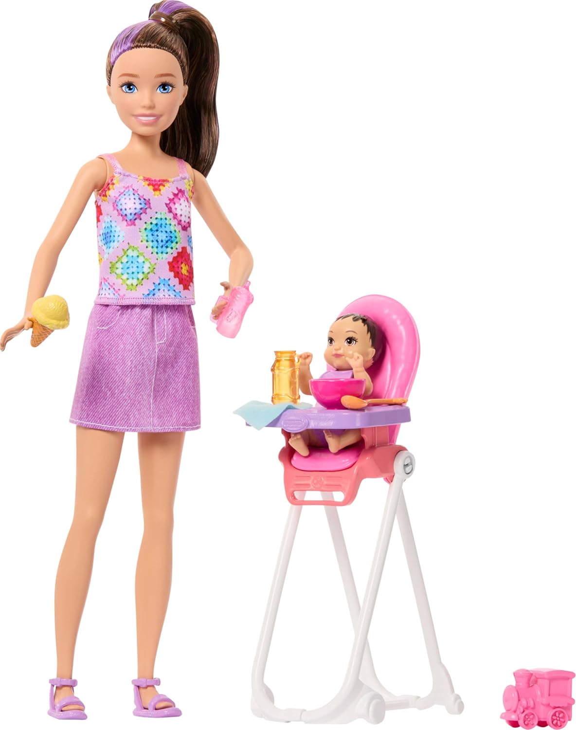 Barbie Skipper Babysitters Inc. Juego con muñeca morena con cola de...