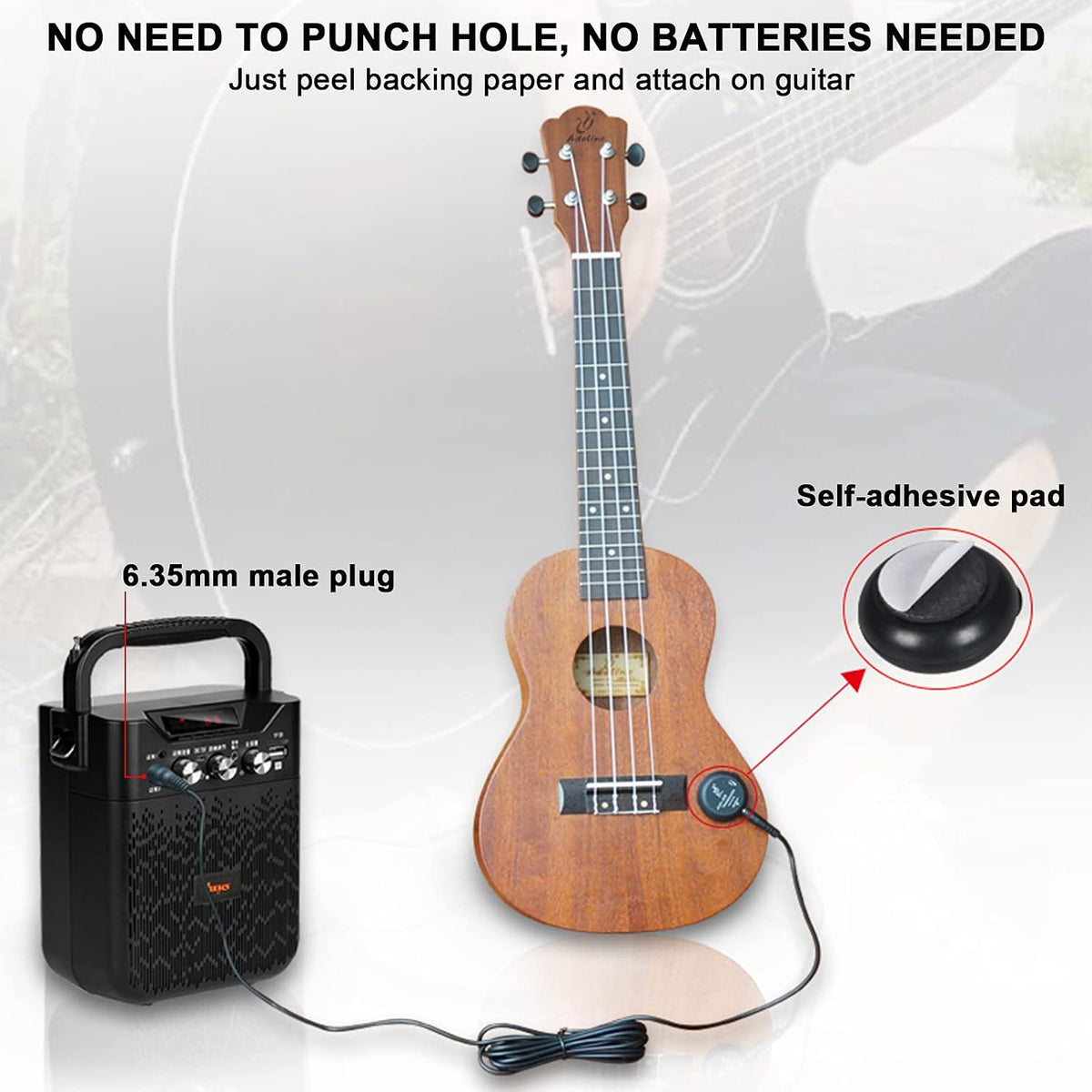 Pastilla de guitarra con control de volumen, transductor de micrófo...