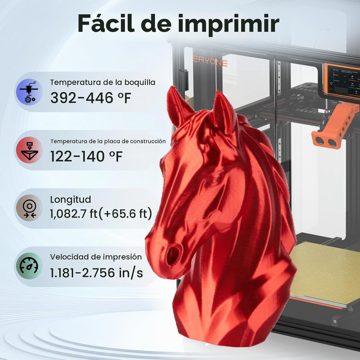 ERYONE Filamento de seda PLA+ de 0.07 in, brillante para impresora...