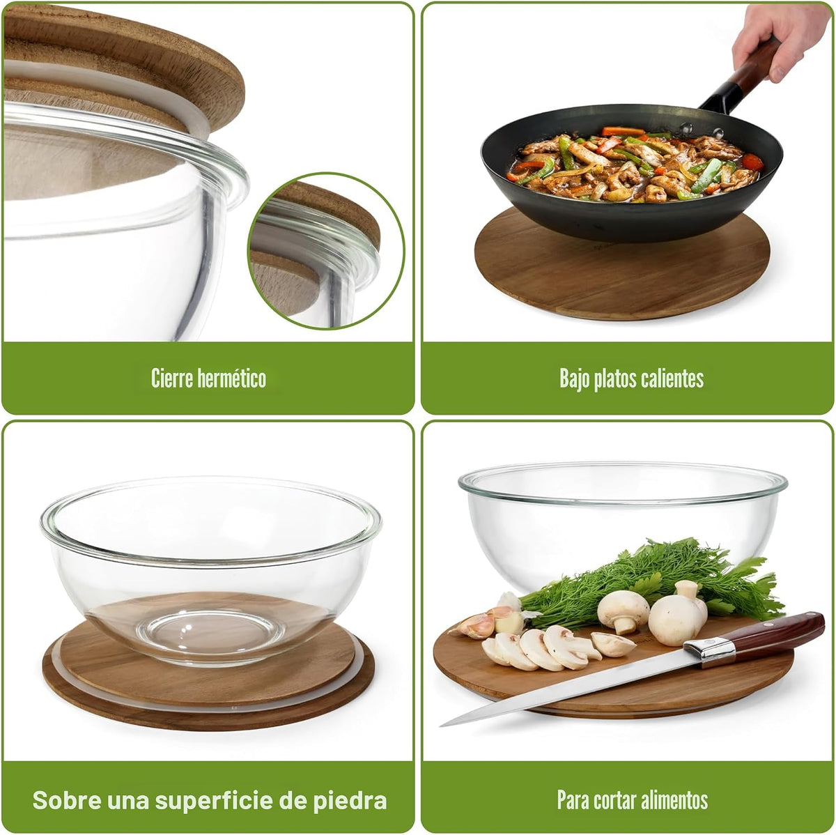 dokaworld - Juego de 5 cuencos apilables de vidrio para mezclar con...