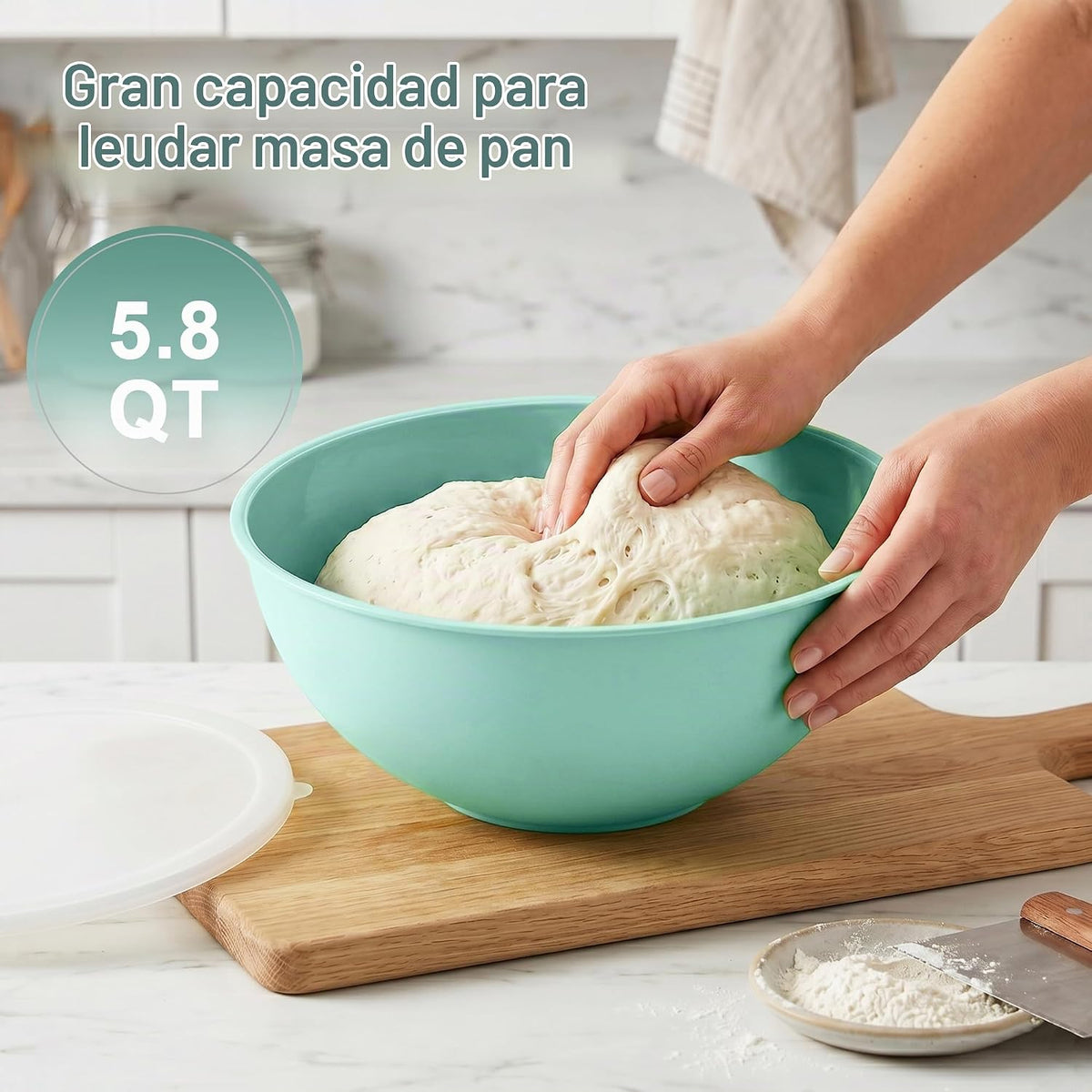 BoxedHome Tazón redondo de plástico sin BPA con tapas, paquete de 1...