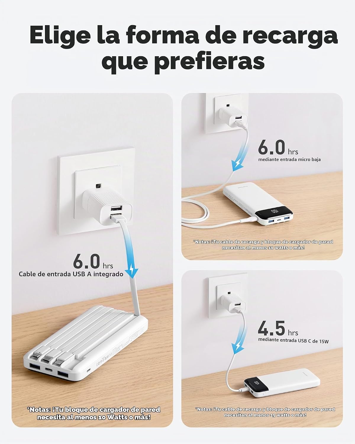 Cargador portátil charmast Power Bank con 4 cables incorporados ref...