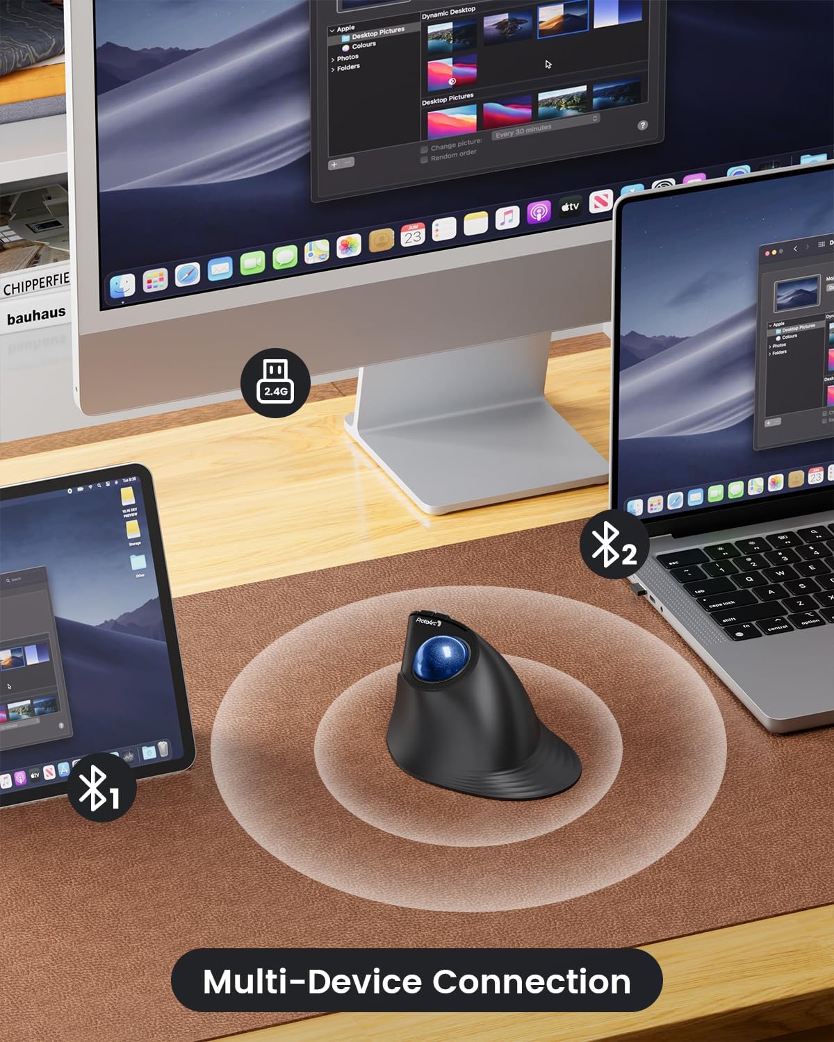 ProtoArc Ratón Trackball Vertical Inalámbrico, EM05 NL Ratón Ergonó...