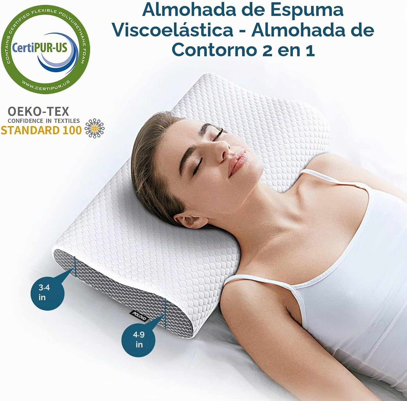 Almohada cervical de espuma viscoelástica para aliviar el dolor, al...