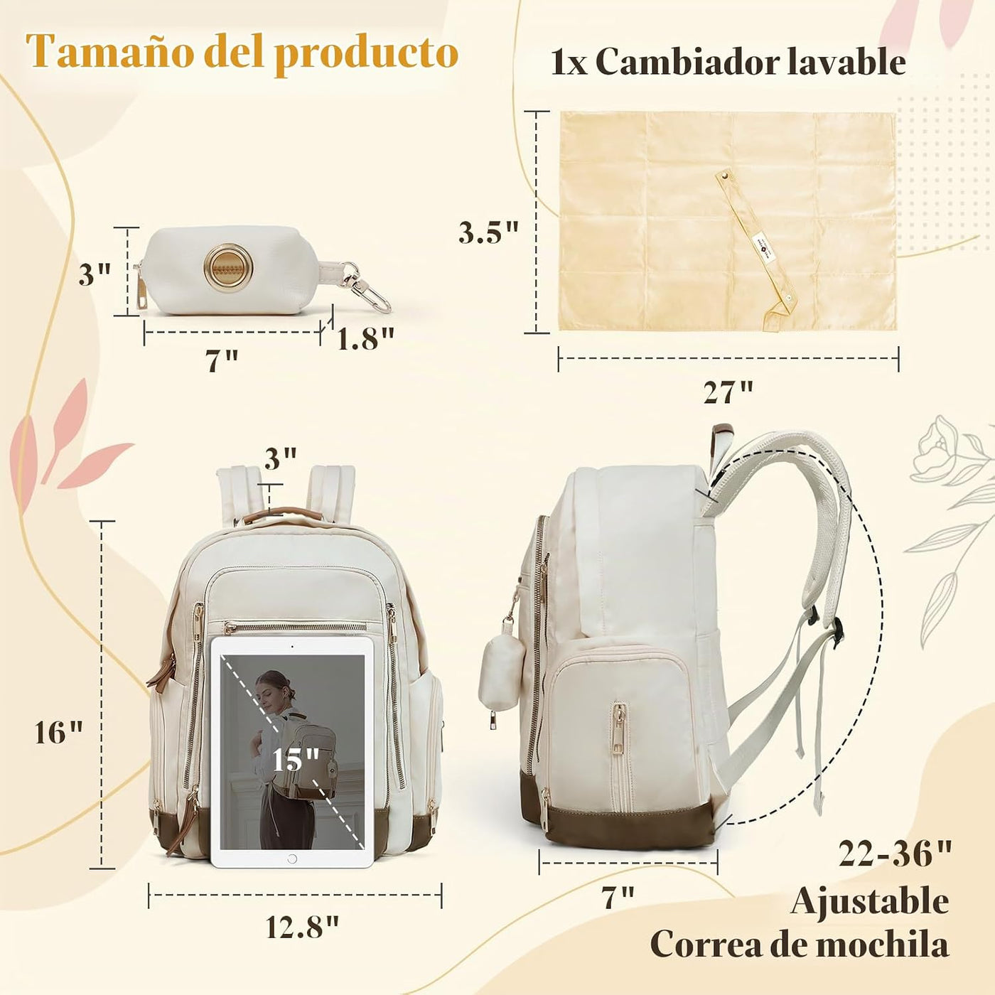 miss fong Mochila para pañales \u2013 Bolsa de pañales para bebé, b...