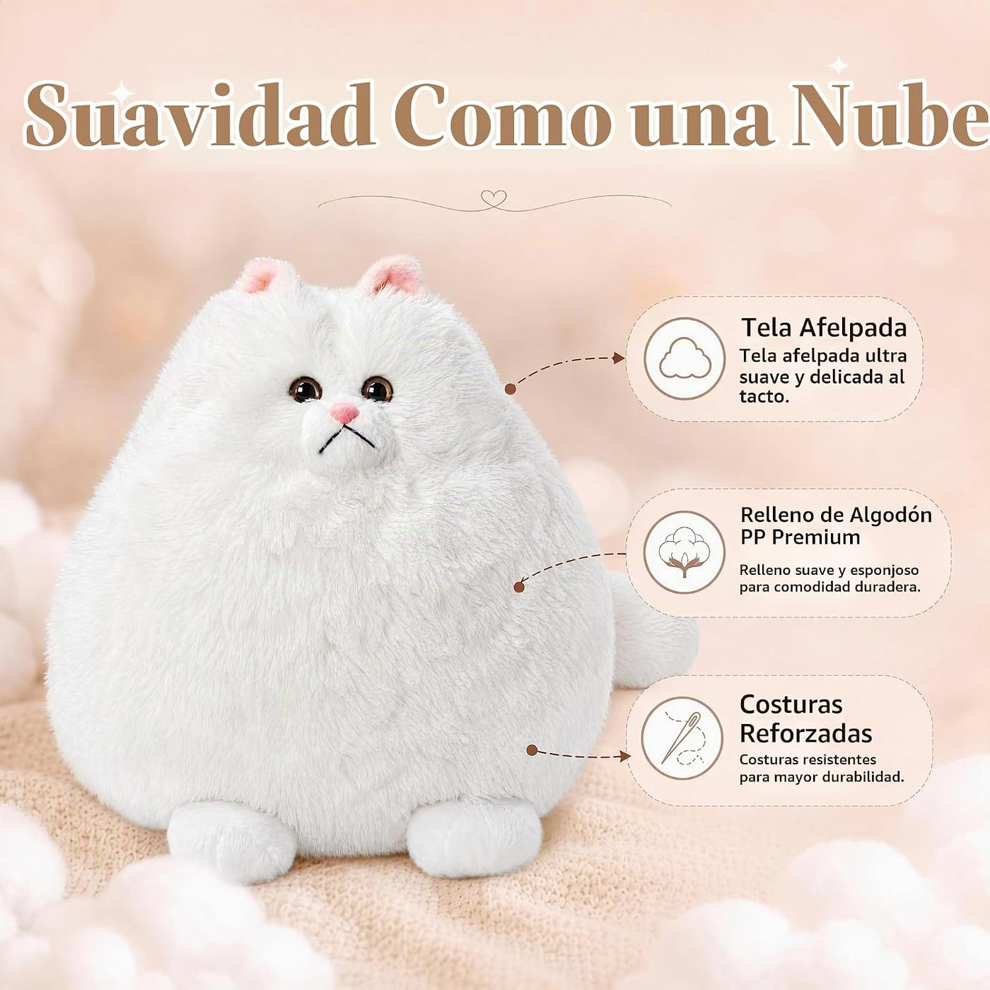 Winsterch - Gato blanco gigante de peluche, 20 pulgadas | Lindo jug...