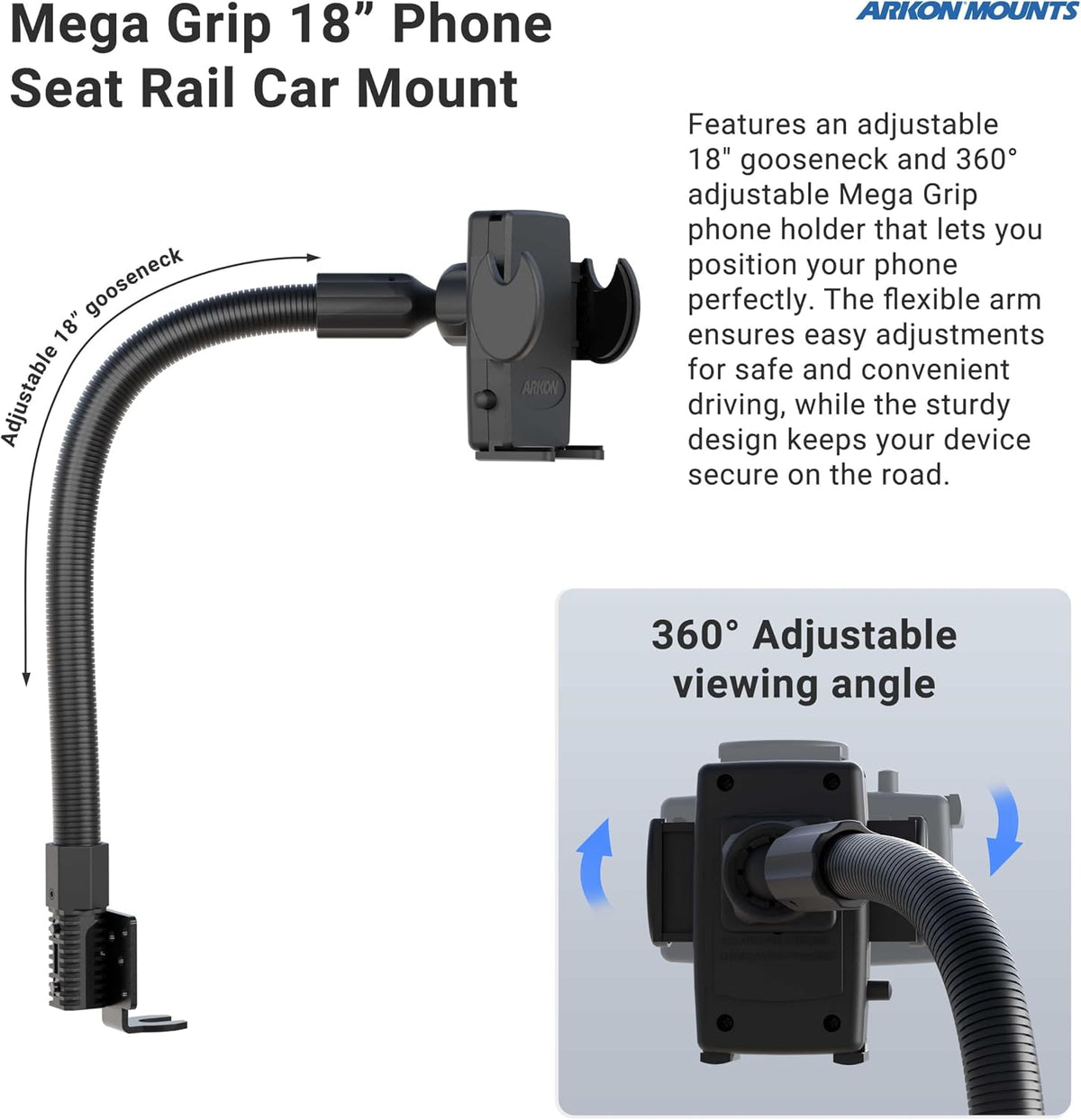 Arkon Carril de asiento de coche o camión o soporte de teléfono de...