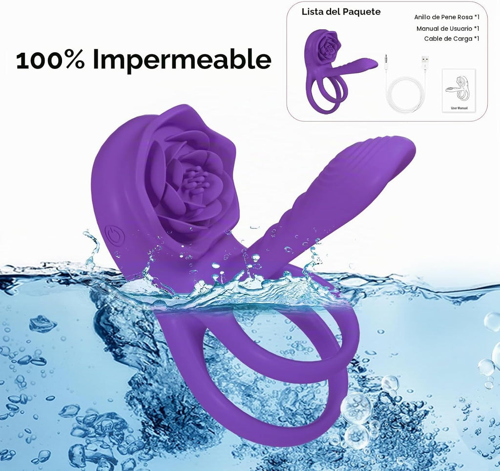 Juguete Sexual Rosa para Hombres y Mujeres - Anillo Vibrador para P...