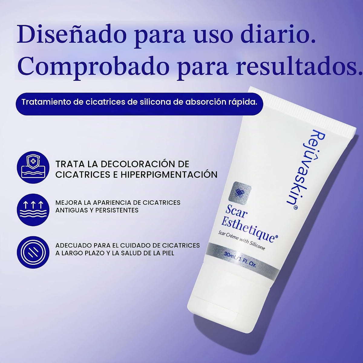 Rejuvaskin Esthetique Crema para cicatrices con silicona, 23 ingred...