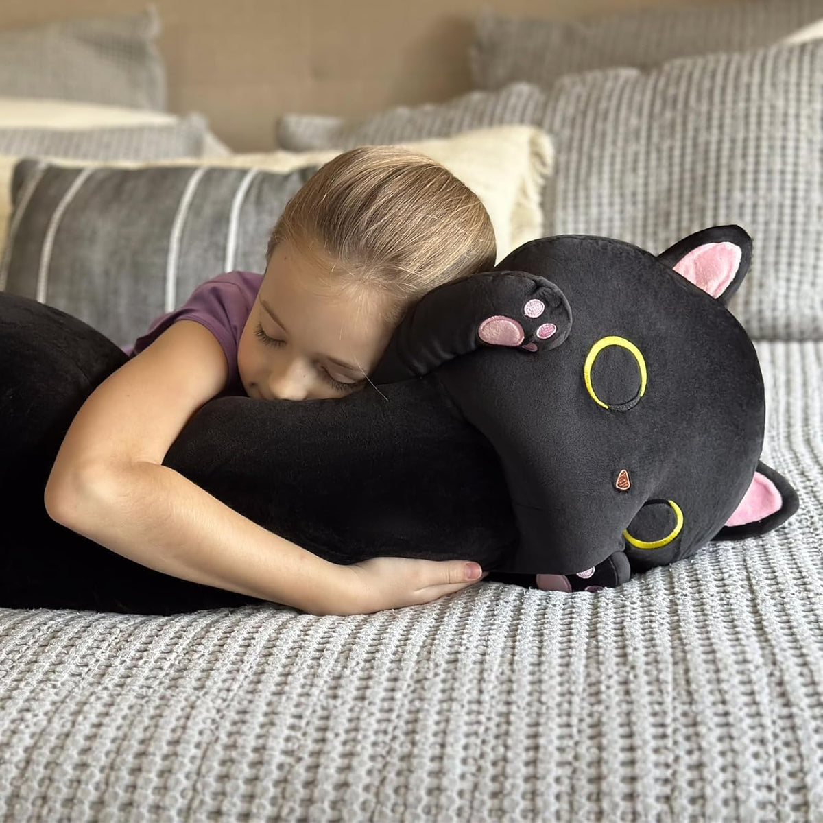 MaoGoLan Almohada larga para el cuerpo de gato para niños, peluche...
