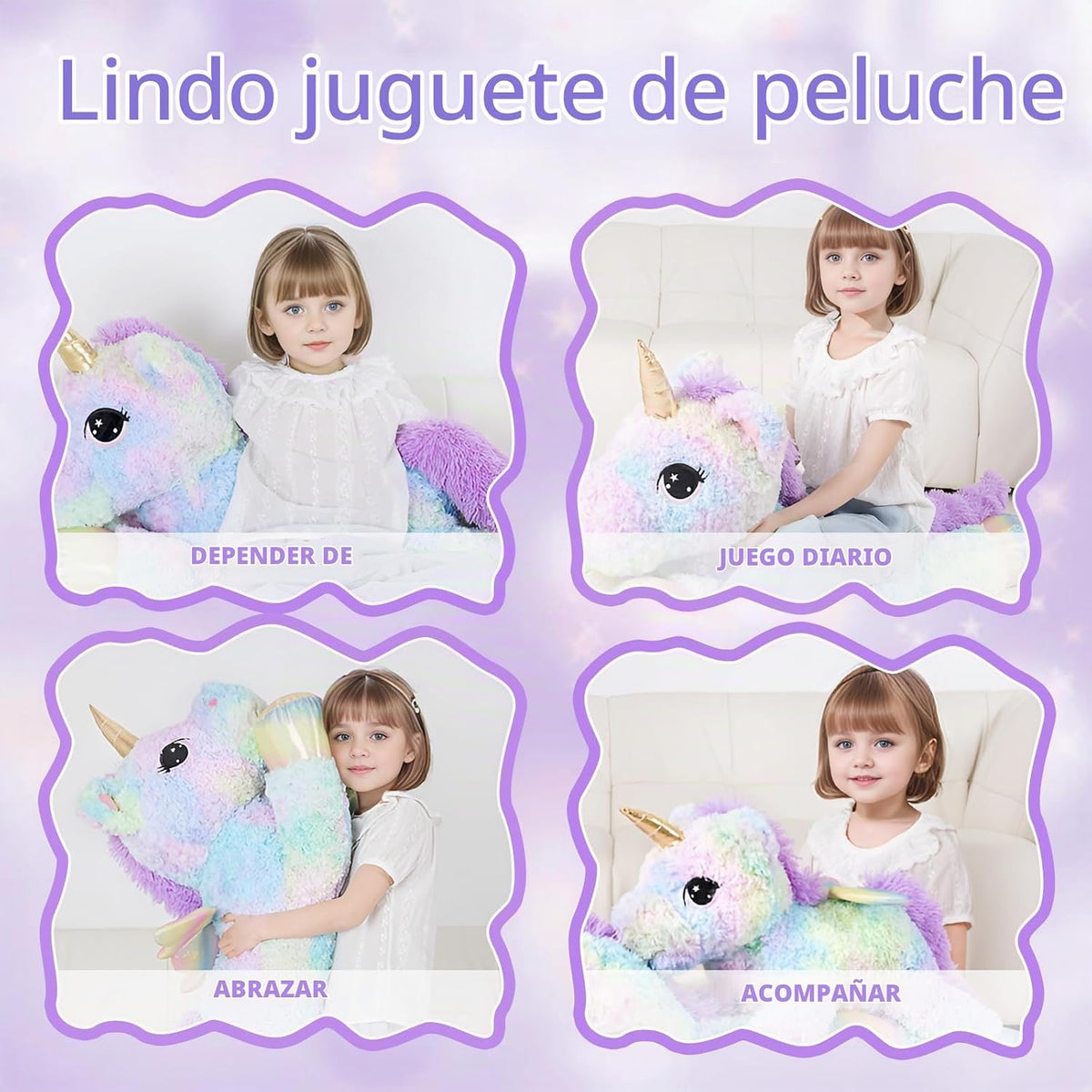 FFxiong almohada de peluche de unicornio arcoíris gigante de 44 pul...