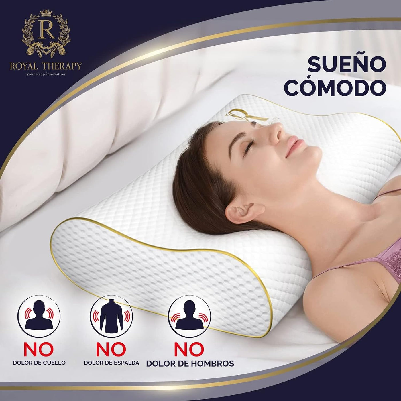 Almohada de espuma viscoelástica Royal Therapy Queen, Pharmonis USA...