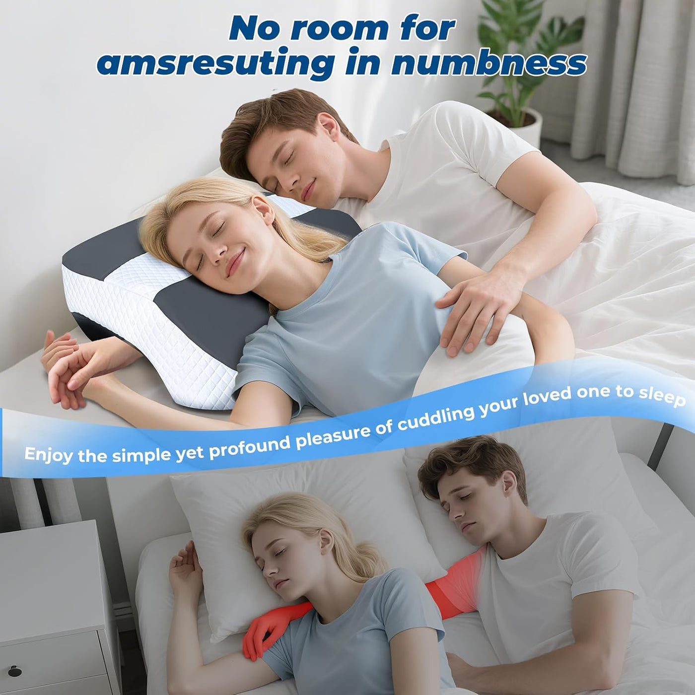 SAHEYER Almohada para dormir lateral con orificios para los brazos,...