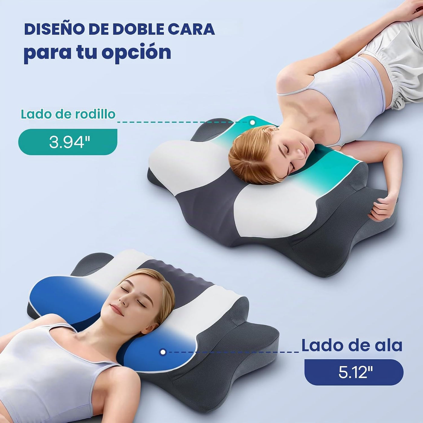 DONAMA Almohada cervical para dolor de cuello, almohada ergonómica...