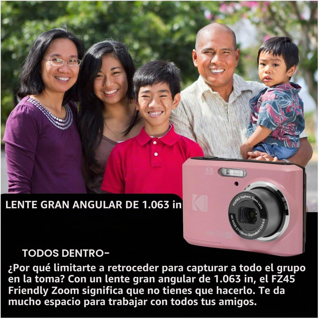 Kodak PIXPRO FZ45 Friendly Zoom - Cámara digital de 16 MP (rosa pas...