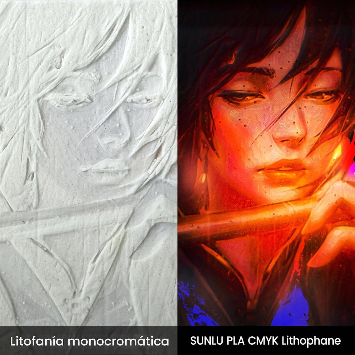 SUNLU Filamento de impresora 3D PLA, litofán de filamento CMYK, 8.8...