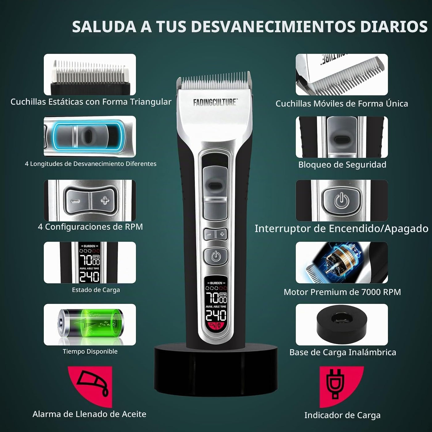 The Fadify 2.0 - Cortadora de pelo inalámbrica para hombres, cortap...