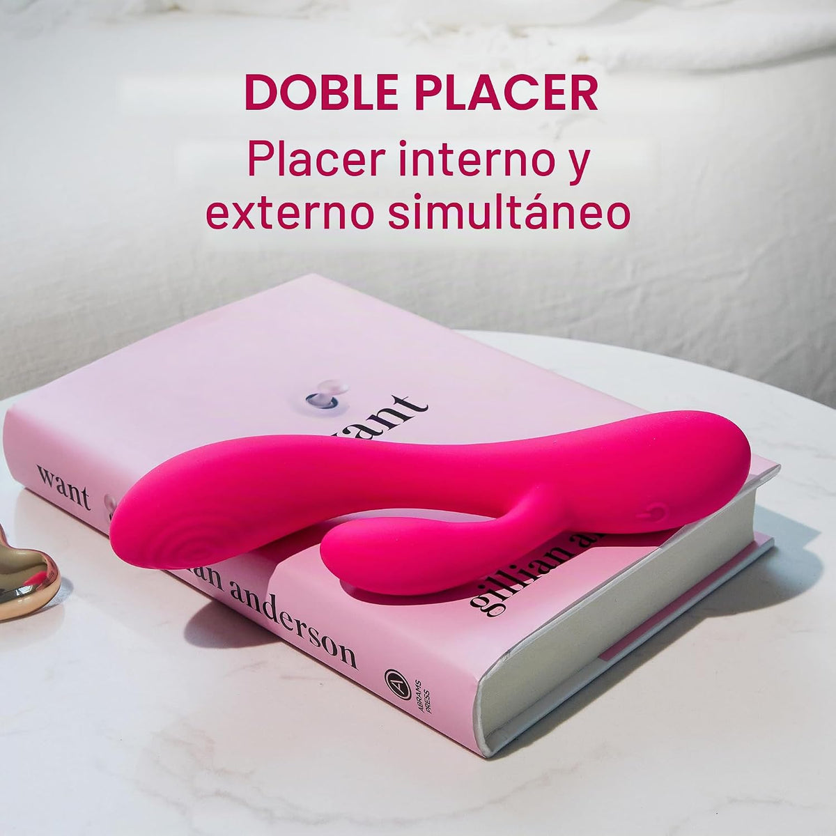 plusOne Masajeador personal con doble vibrador de conejo, 10 ajuste...