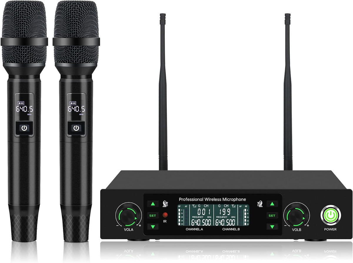 Loewieta Sistema de micrófono inalámbrico profesional, juego de mic...