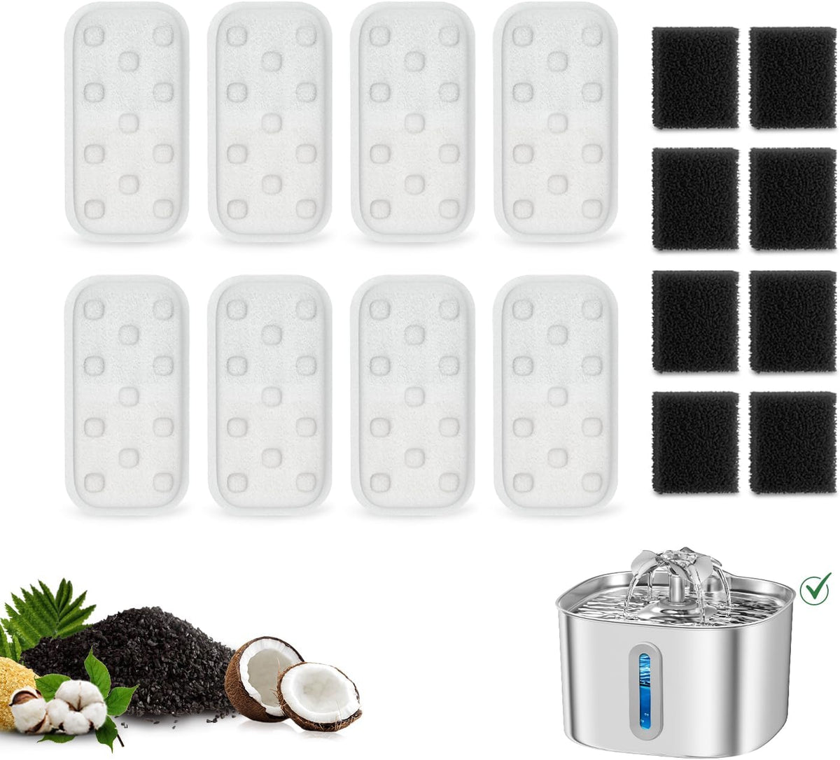 Filtro de repuesto para fuente de agua para gatos, 8 filtros de alg...