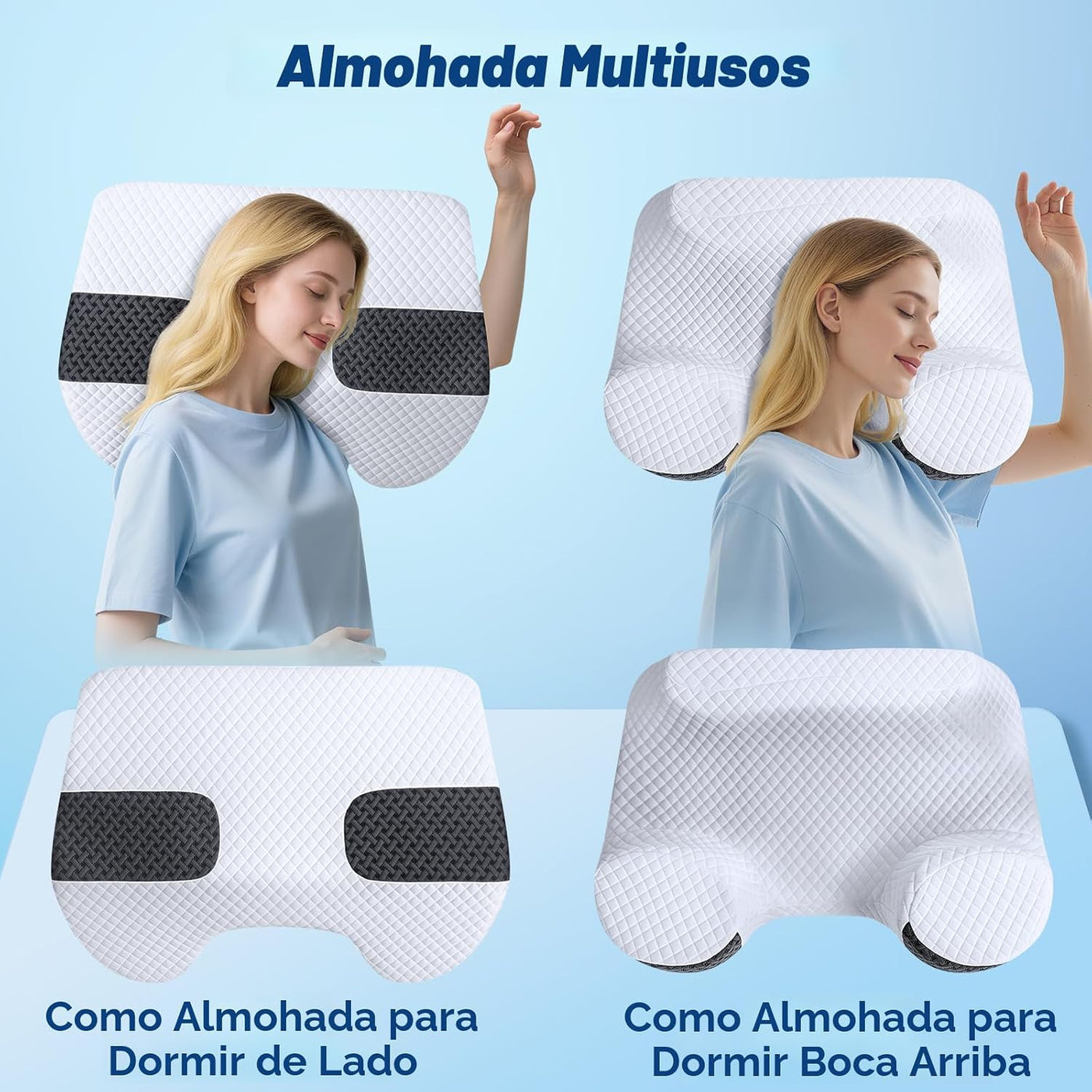 SAHEYER almohada para dormir de lado con agujeros para brazos, sist...