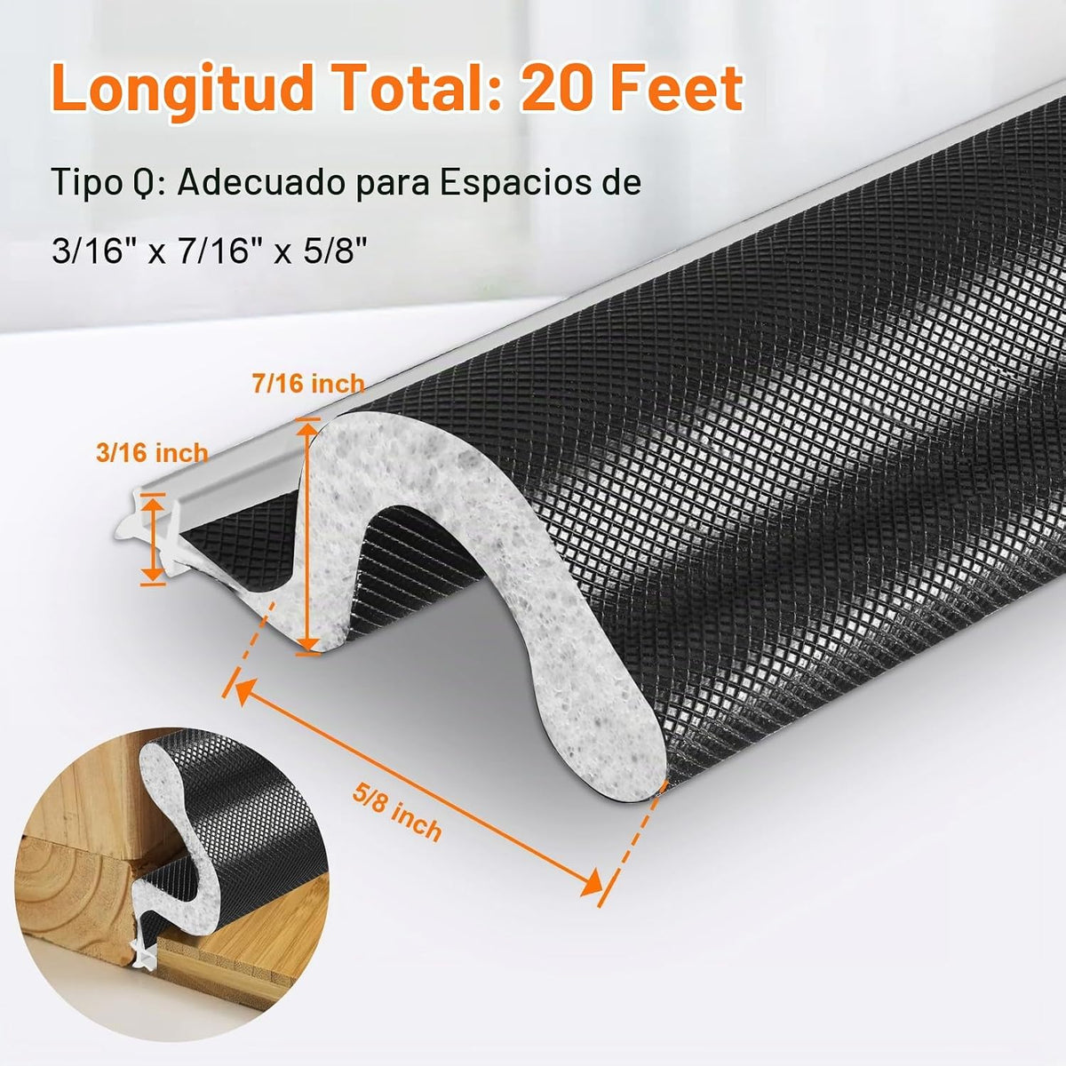 Storystore Burlete para puertas y ventanas de 6.1 m, sello de puert...