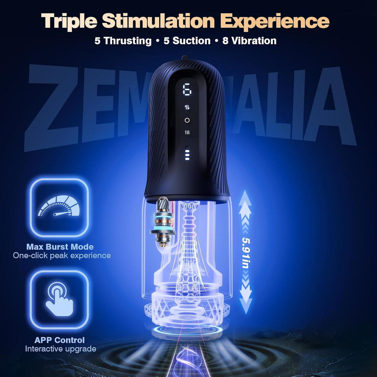 ZEMALIA APP Masturbador masculino automático Juguetes sexuales para...