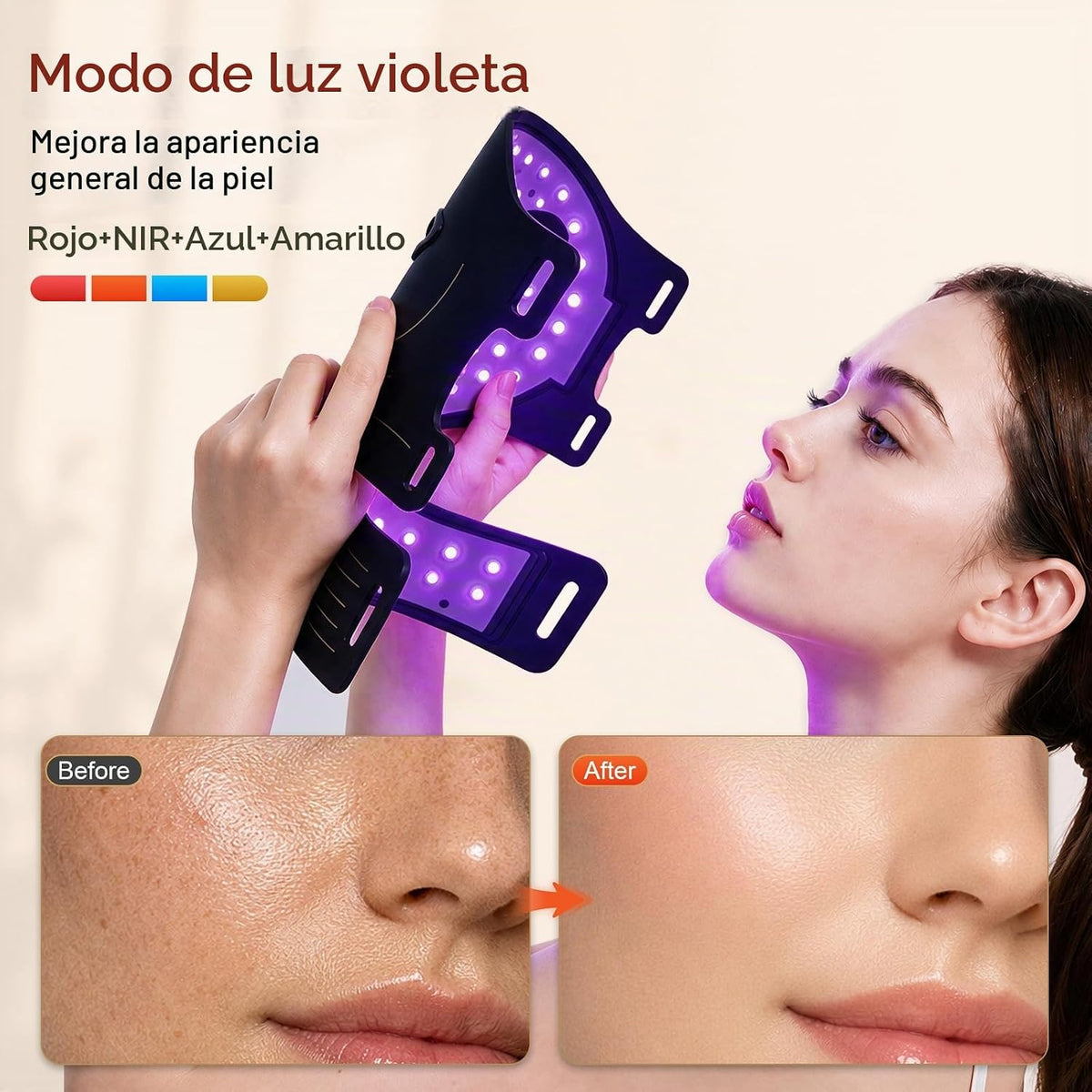 Máscara de la terapia de la luz roja para la cara, máscara ligera |...