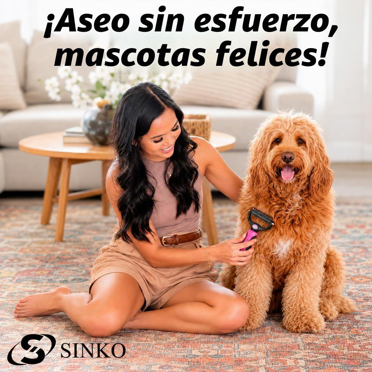 Sinko - Cepillo de pelo para perros y gatos, rastrillo de capa infe...