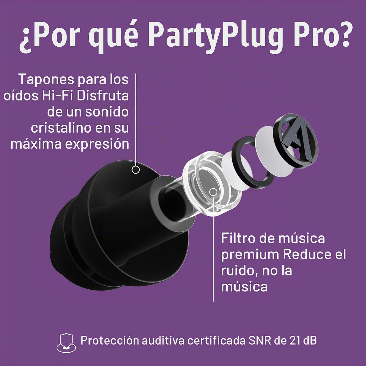 Alpine PartyPlug Tapones para los oídos para conciertos - Tapones p...