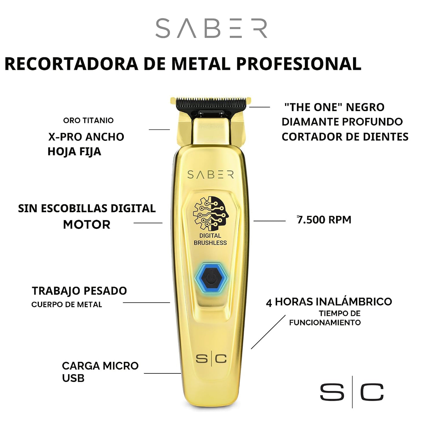 StyleCraft Sable y sable de precisión profesional cuerpo de metal d...