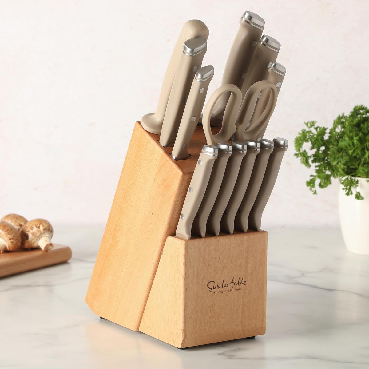 Sur La Table Kitchen Essentials - Juego de cuchillos con bloque, cu...