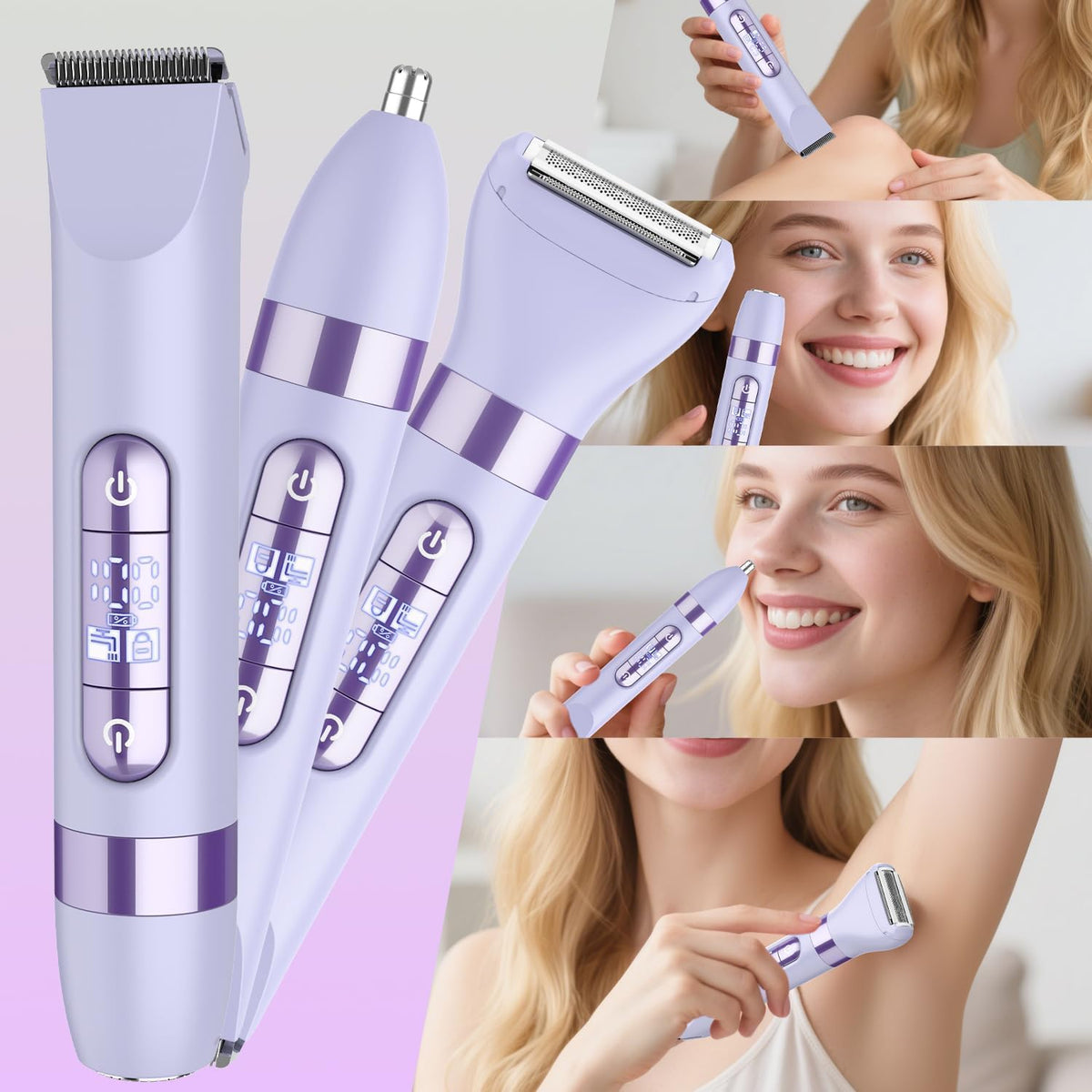 Hatteker Afeitadora eléctrica para mujer de 4 en 1, recortador de p...