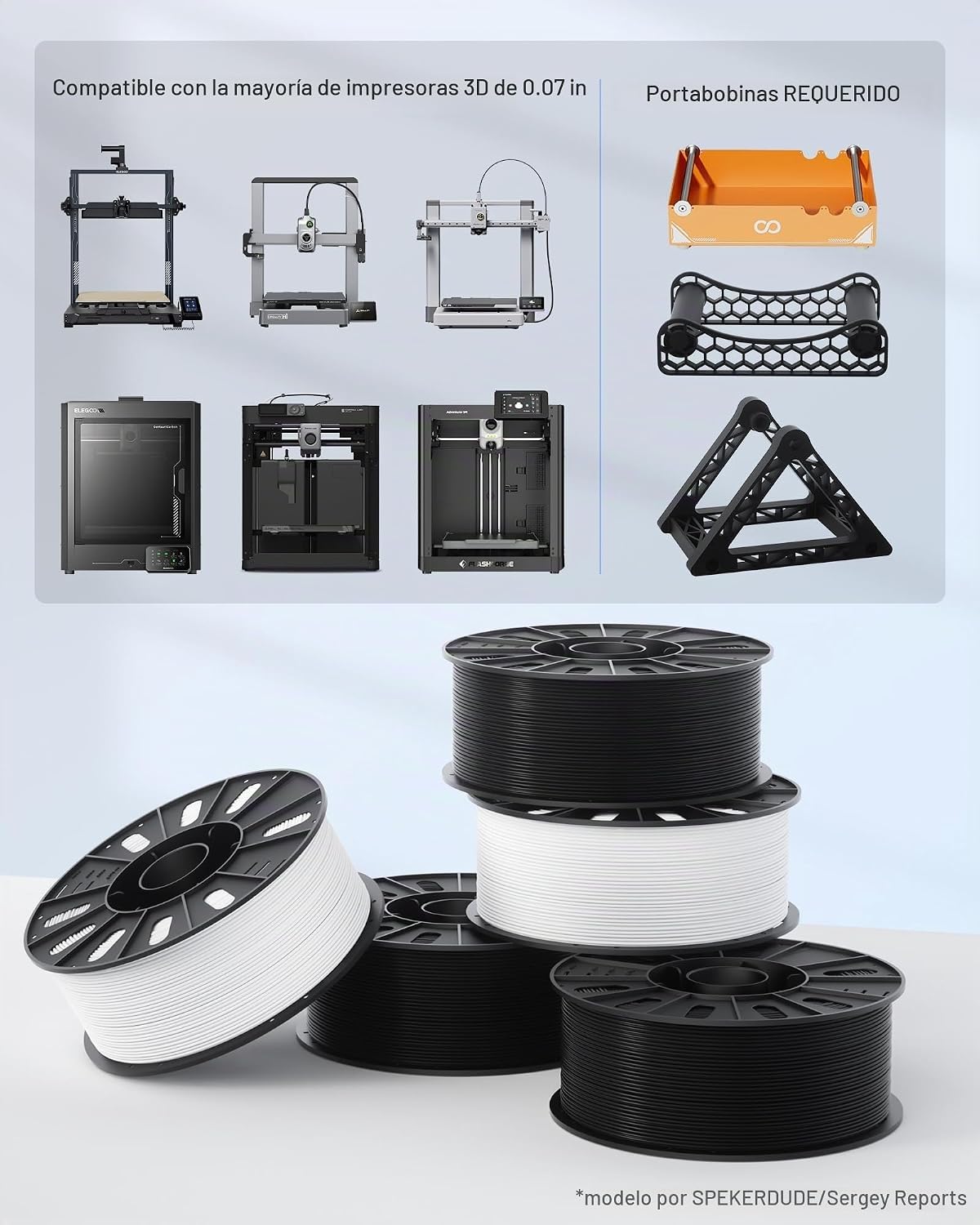 ELEGOO Filamento para impresora 3D PLA+ de 0.07 in, blanco, 6.6 lbs...