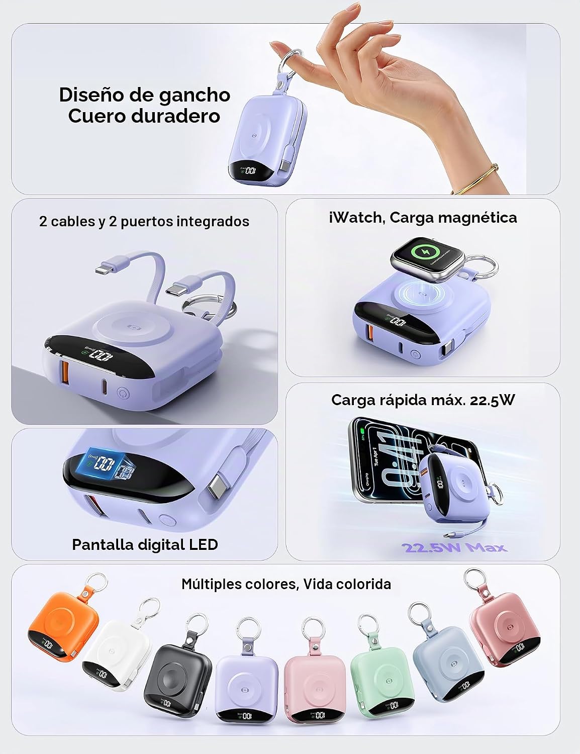 BLJIB Cargador portátil 10000mAh 22.5W Banco de energía incorporado...