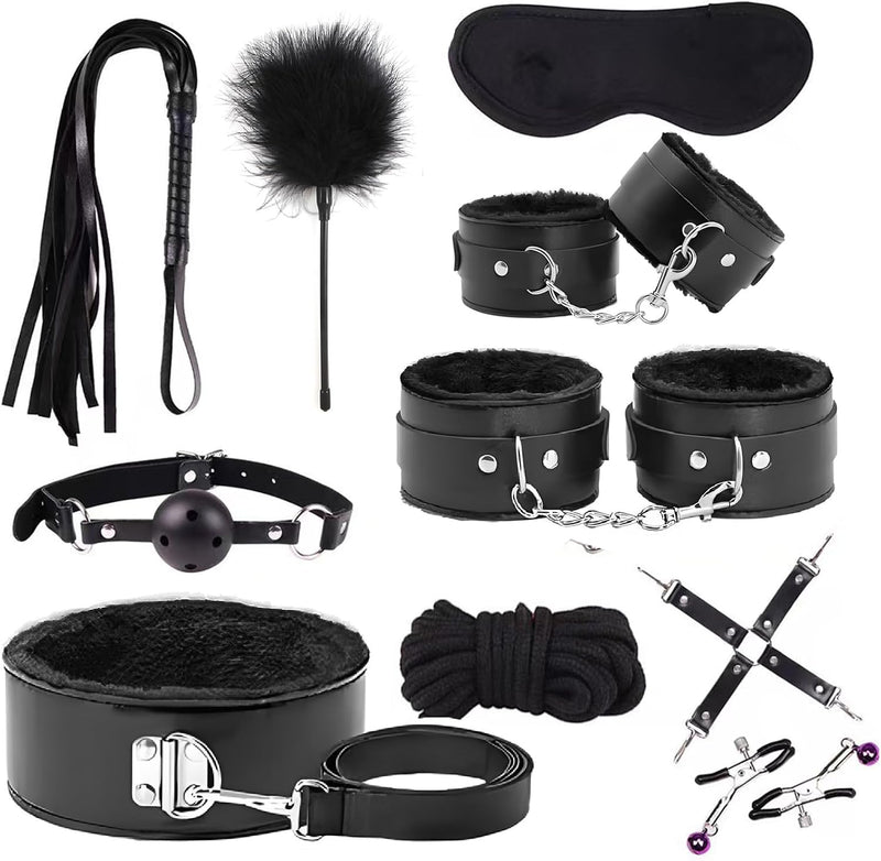 10 PCS Kits de Bondage Sexual BDSM Restricciones, Esposas Fetiche E...