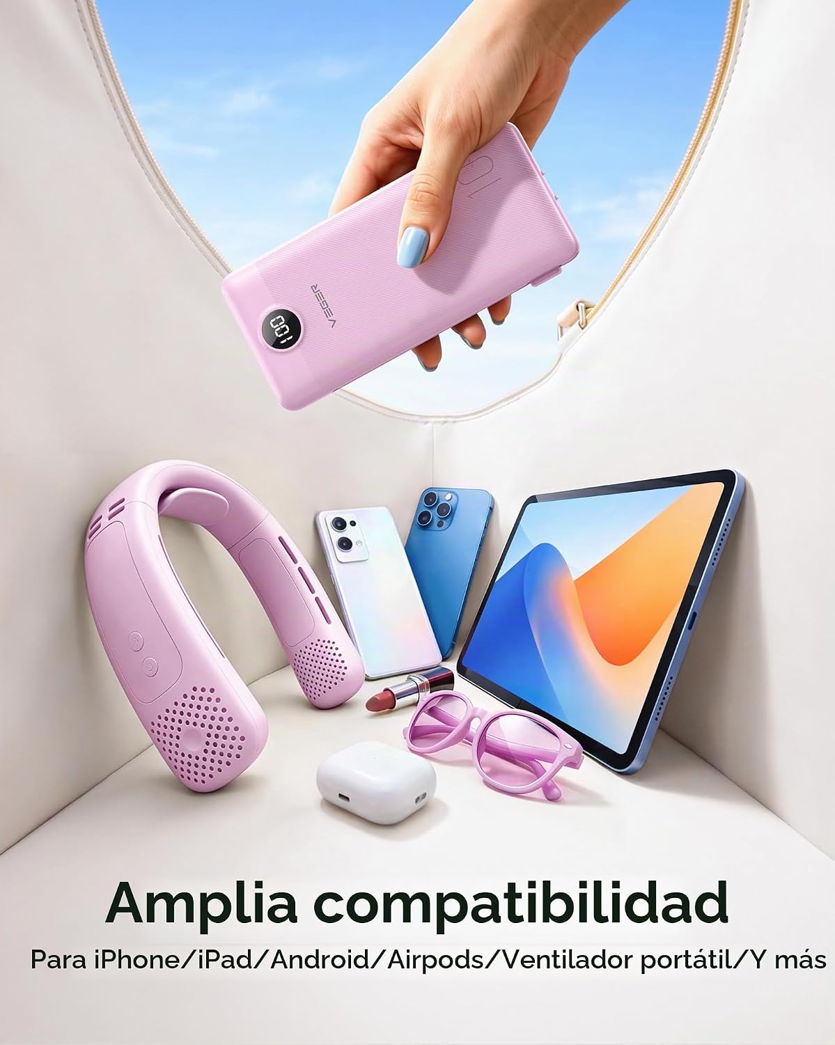 VEGER Cargador portátil para iPhone, Power Bank con cables integrad...