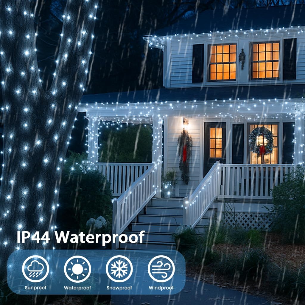Guirnalda de 200 luces LED conectables, luces de Navidad de 66 pies...