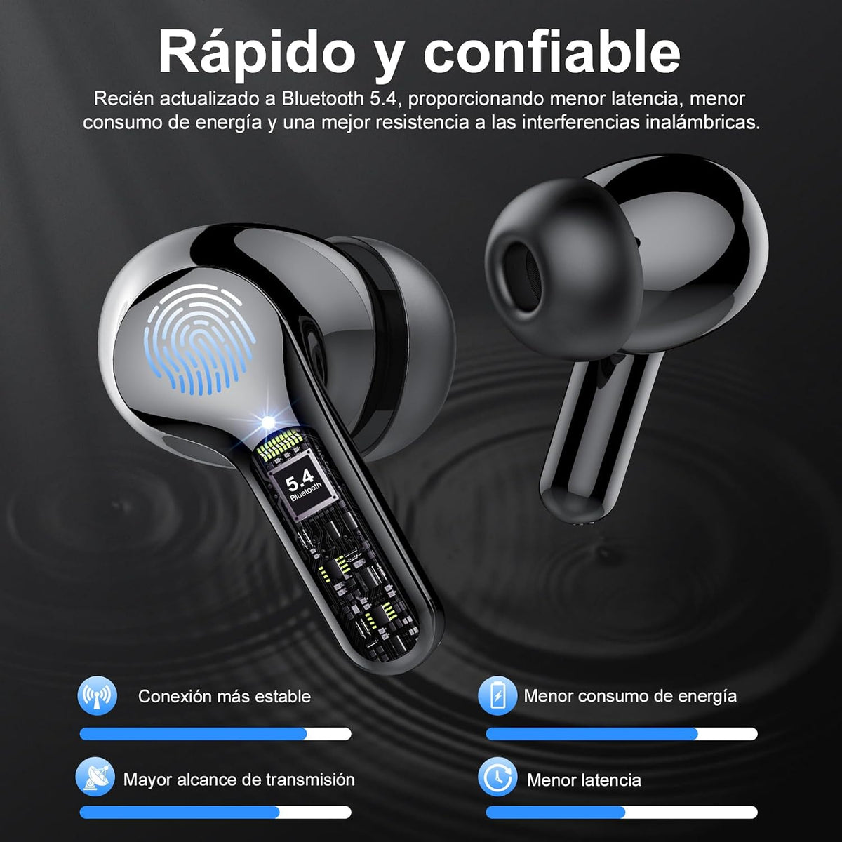 Auriculares inalámbricos, Bluetooth 5.4 Auriculares estéreo de alta...