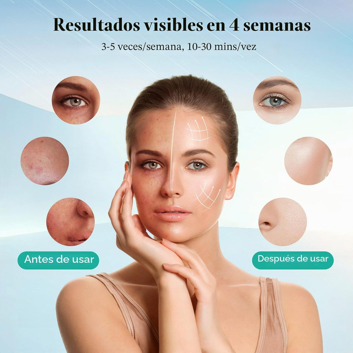 Terapia de luz roja para cara, mascarilla LED de 8 colores para | 8...