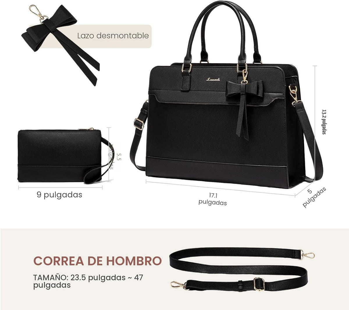 LOVEVOOK Bolso para laptop de mano para mujer, bolso de trabajo de...
