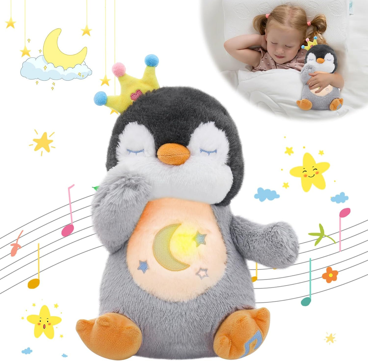 MIAODAM Animal de Peluche Pingüino con Respiración de Felpa para la...