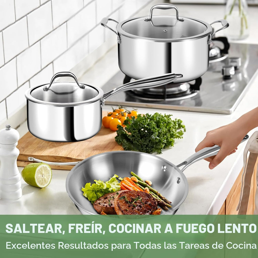 Juego de utensilios de cocina de acero inoxidable de 3 capas de 11...