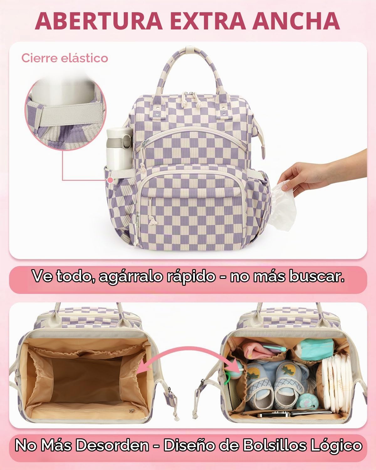 Pritent Mochila para pañales de gran capacidad para mamá, bolsa de...