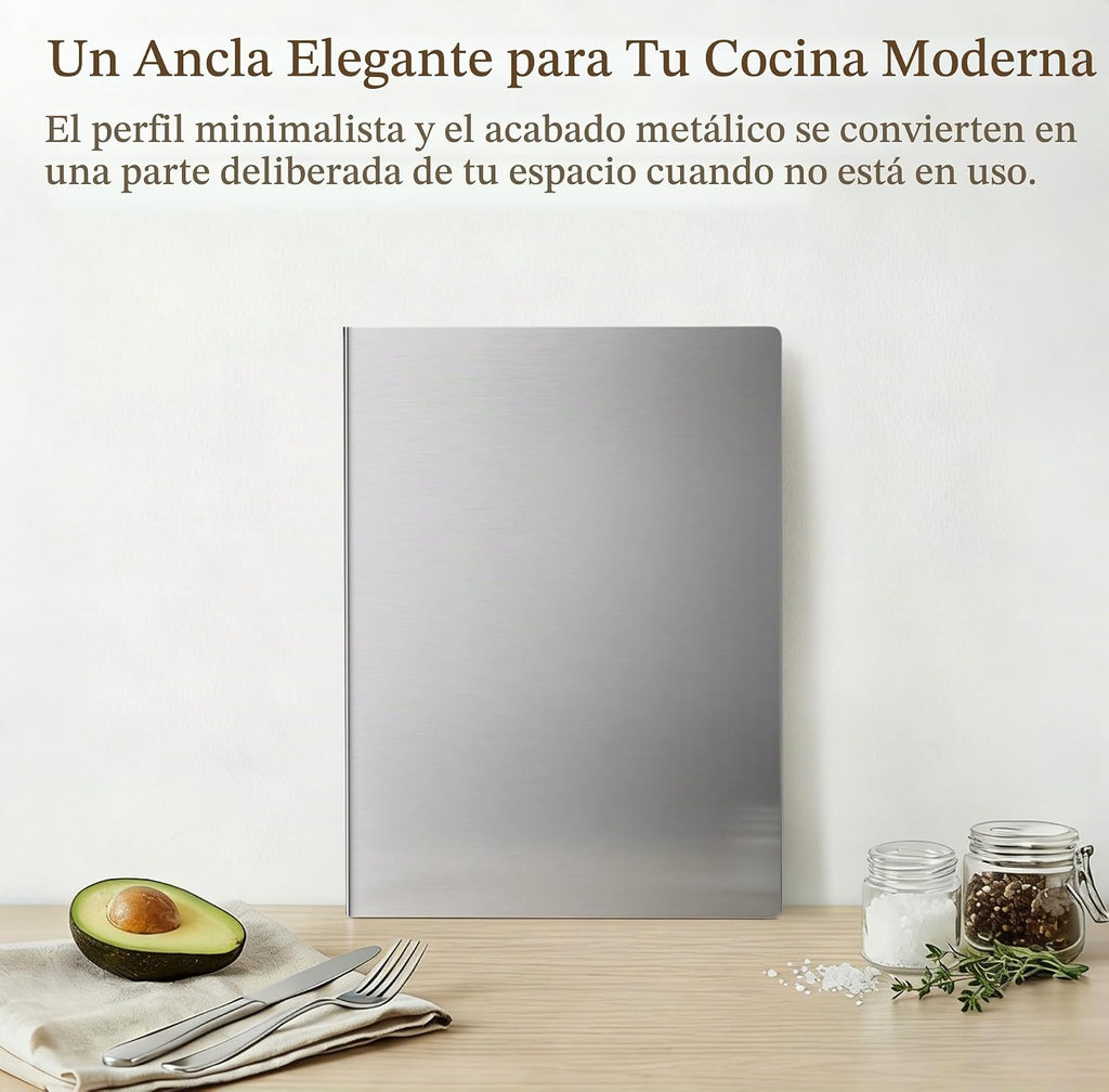 Tabla de cortar de acero inoxidable con labio, antideslizante para...