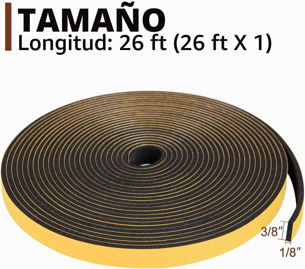Yotache Cinta de Sellado de Espuma 3\/8" A X 1\/8" G (Nuevo...