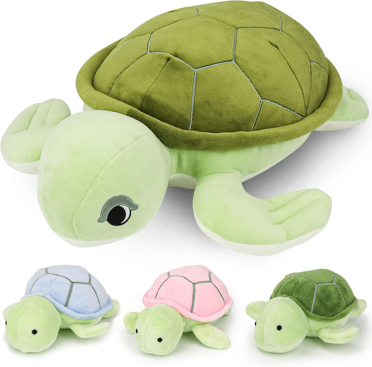 MMguai Mommy Turtle - Animales de peluche con bebés en el interior,...
