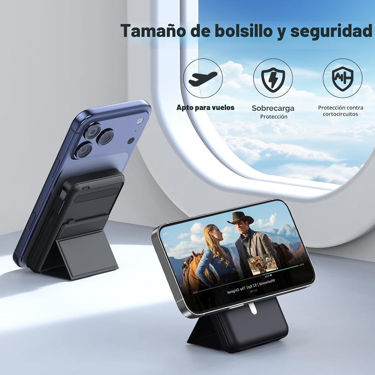 Azmuth para cargador portátil MagSafe, banco de energía magnético d...