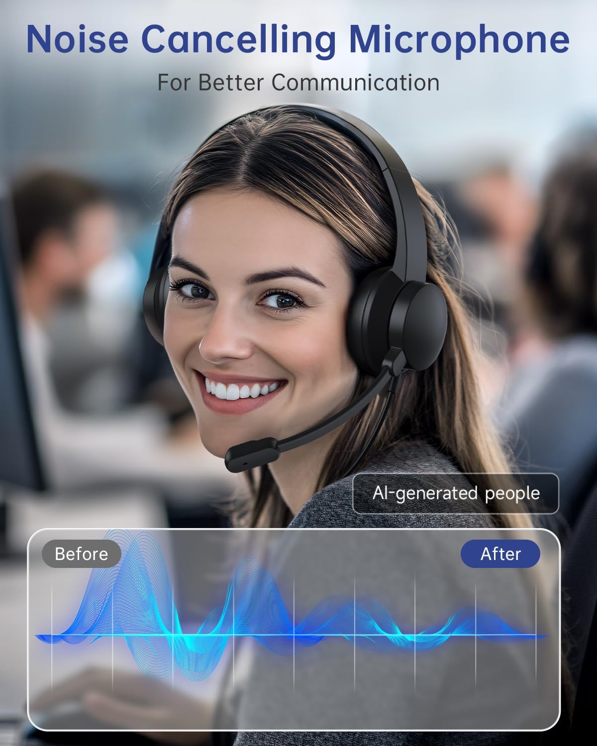 AOC Auriculares USB con micrófono para PC, auriculares con cable co...